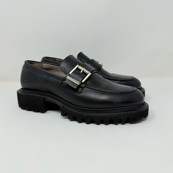 New AllSaints Emily Leather Loafer In Black Sz 10 - Picture 2 of 11